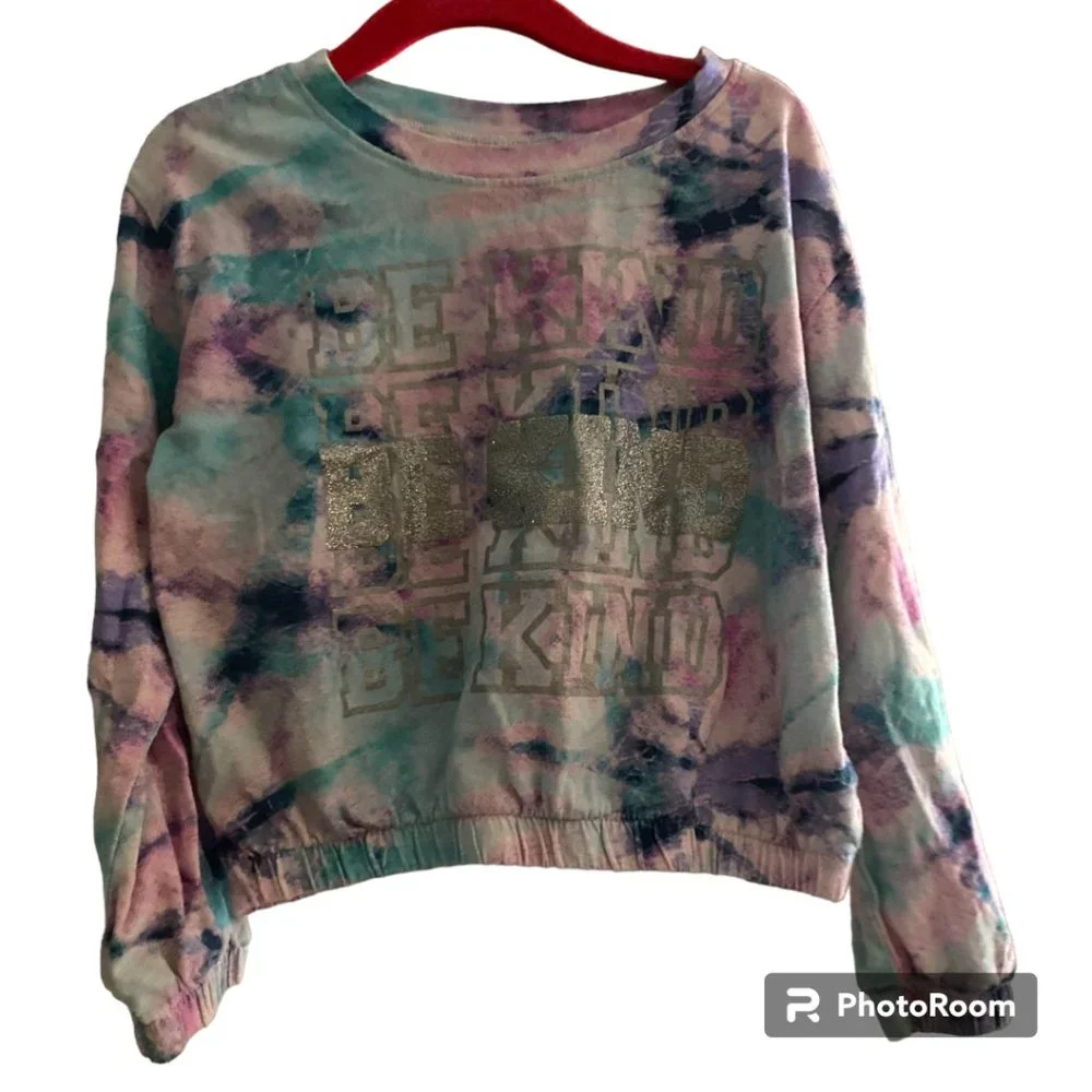 Girls First girl's long sleeve Be Kind Tie‎ Dye shirt sz 5